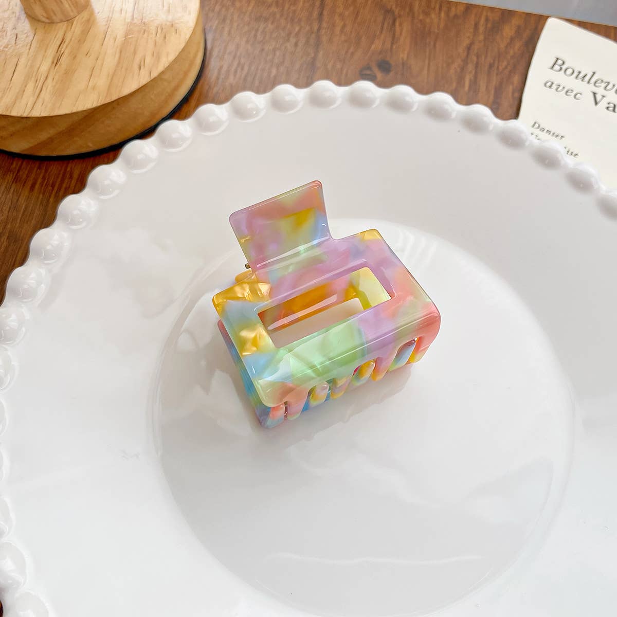 Acetate board style candy-colored hair clip