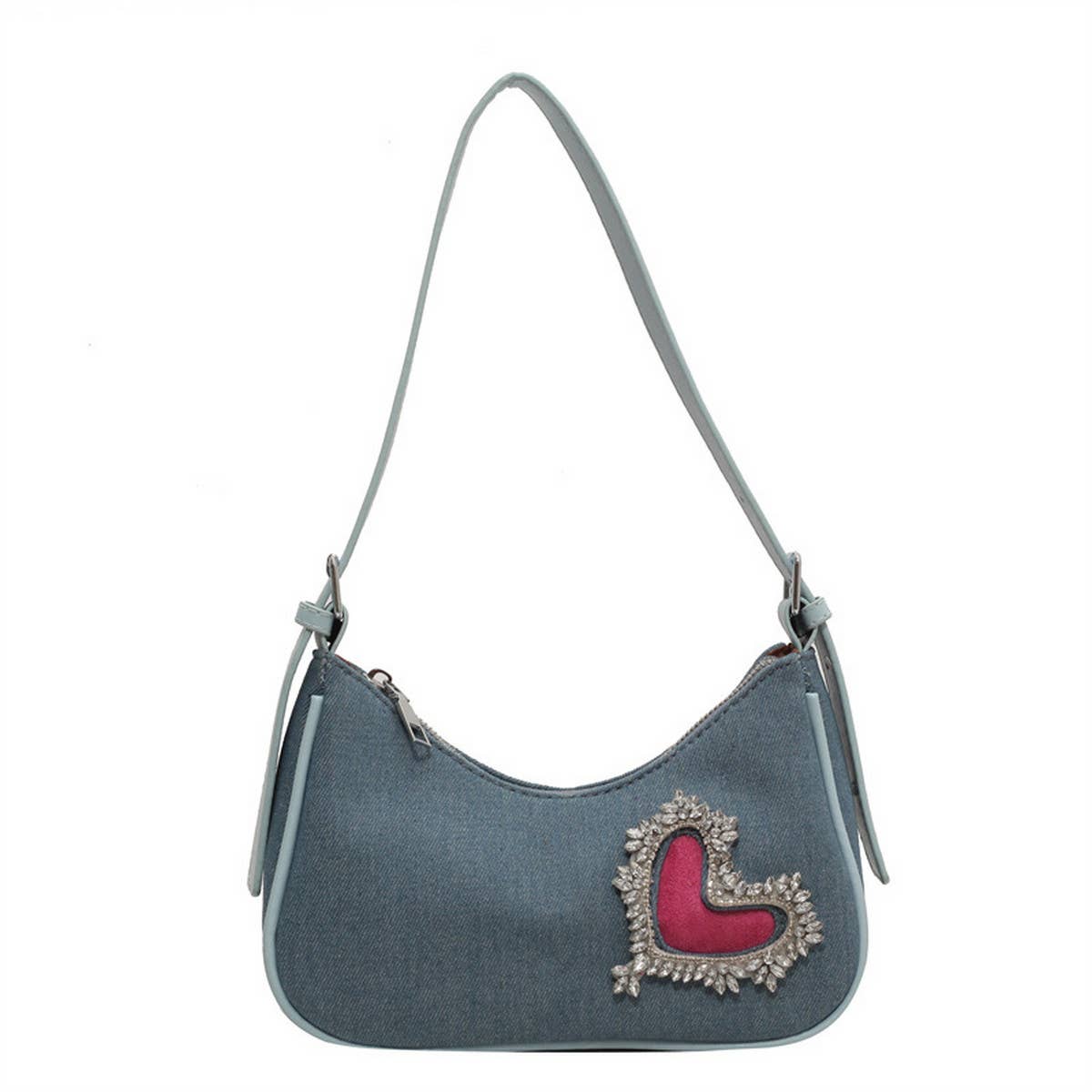 WOMEN HEART RHINESTONE ARMPIT BAG_CWAB1593
