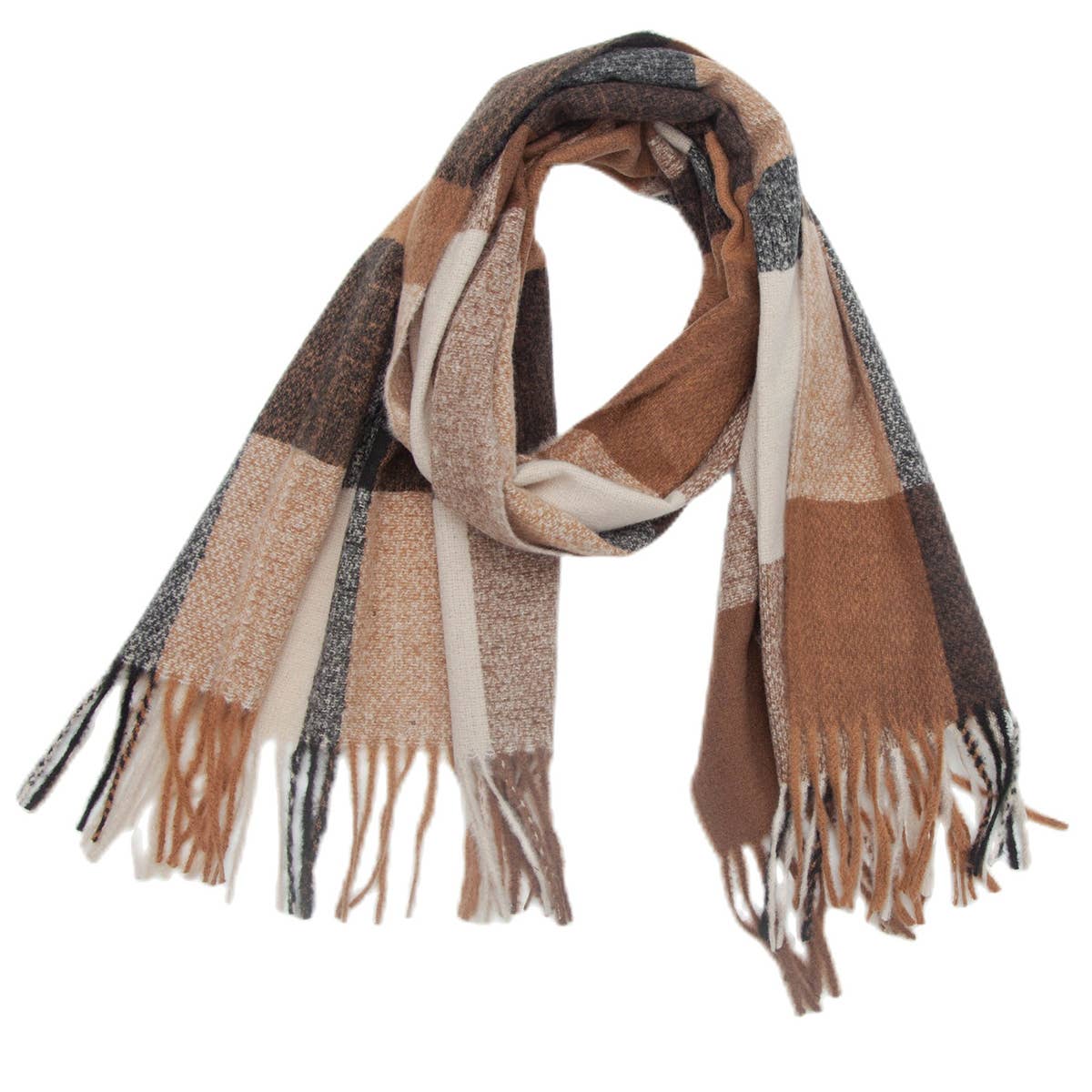 Rainbow Plaid Scarf - Thick Winter Tassel Wrap_CWASC0124