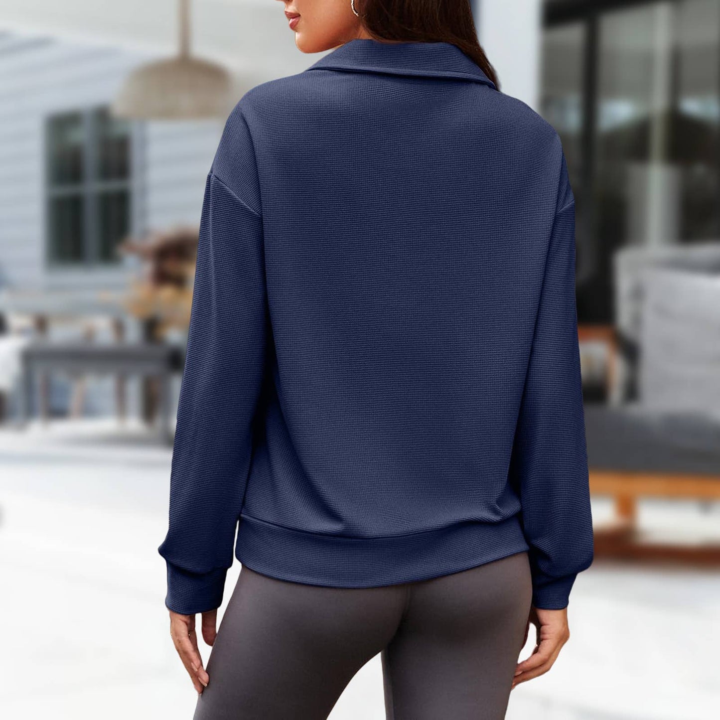 Fashionable loose lapel zipper lapel sweatshirt