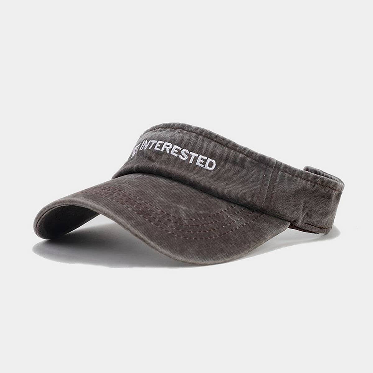 Washed Embroidered Letter Visor Cap -Golf Sun Hat_CWAH3309