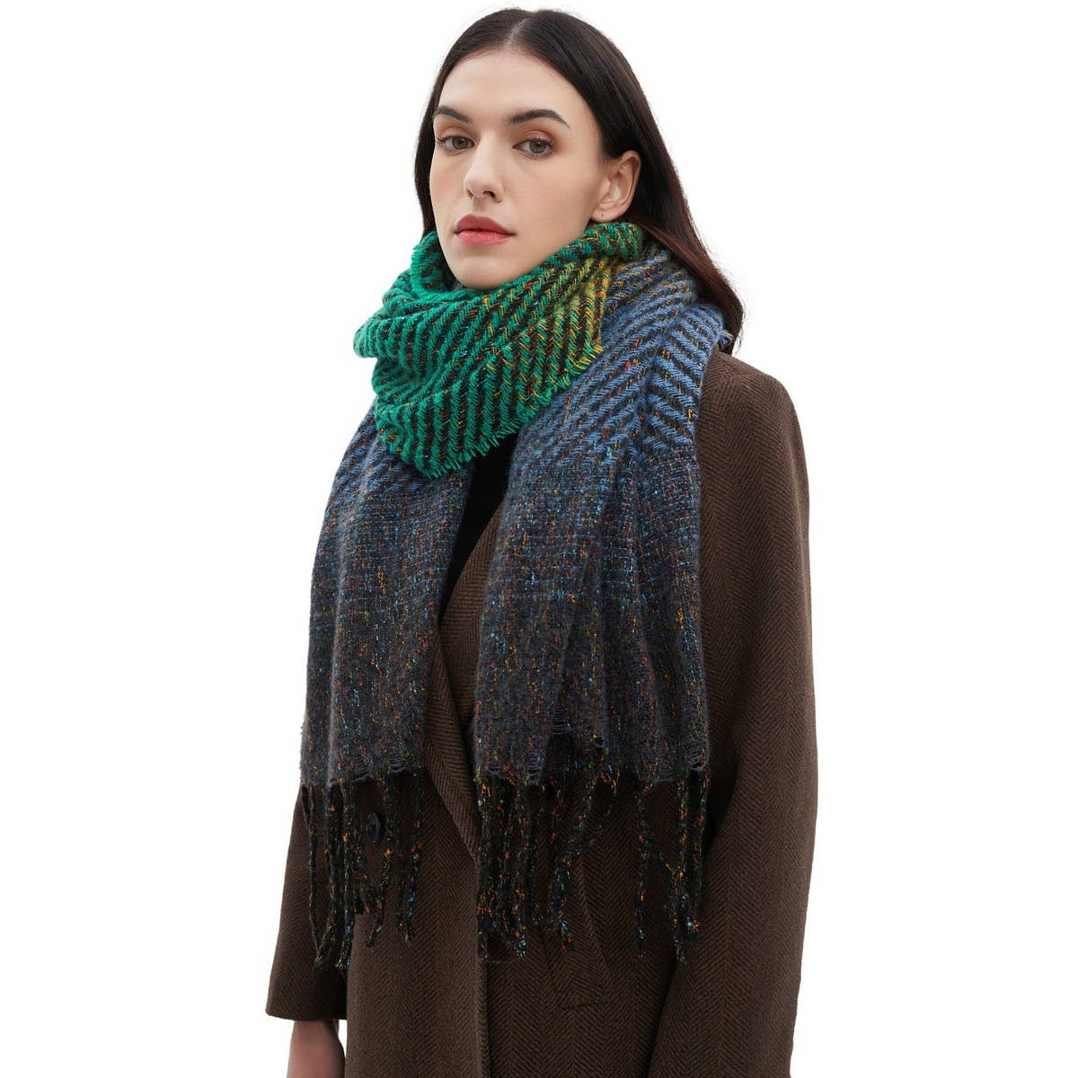 Gradient Tassel Scarf for Women - Winter Shawl