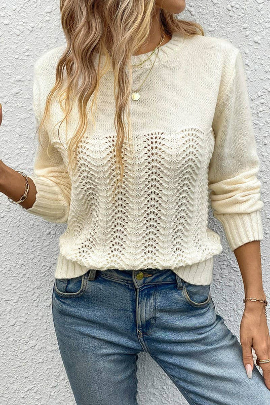 Cwttl1973_Solid Color Simple High-End Casual Knitted Sweater