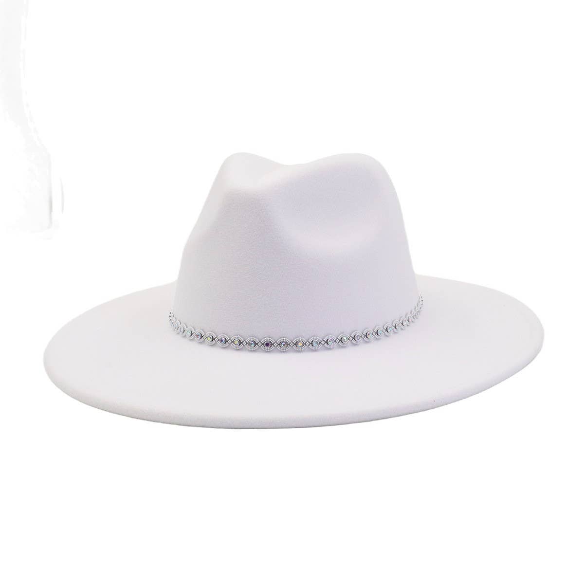 Heart Top Wide Brim Wool Blend Fedora Hat for All_CWAH04389