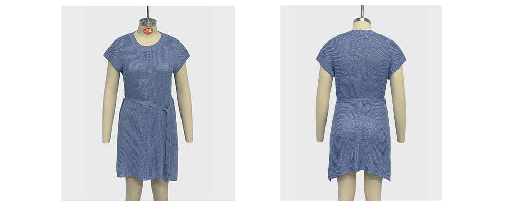 FASHION PLUS-SIZE SPLIT MIDSIZE WOMEN'S DRESS