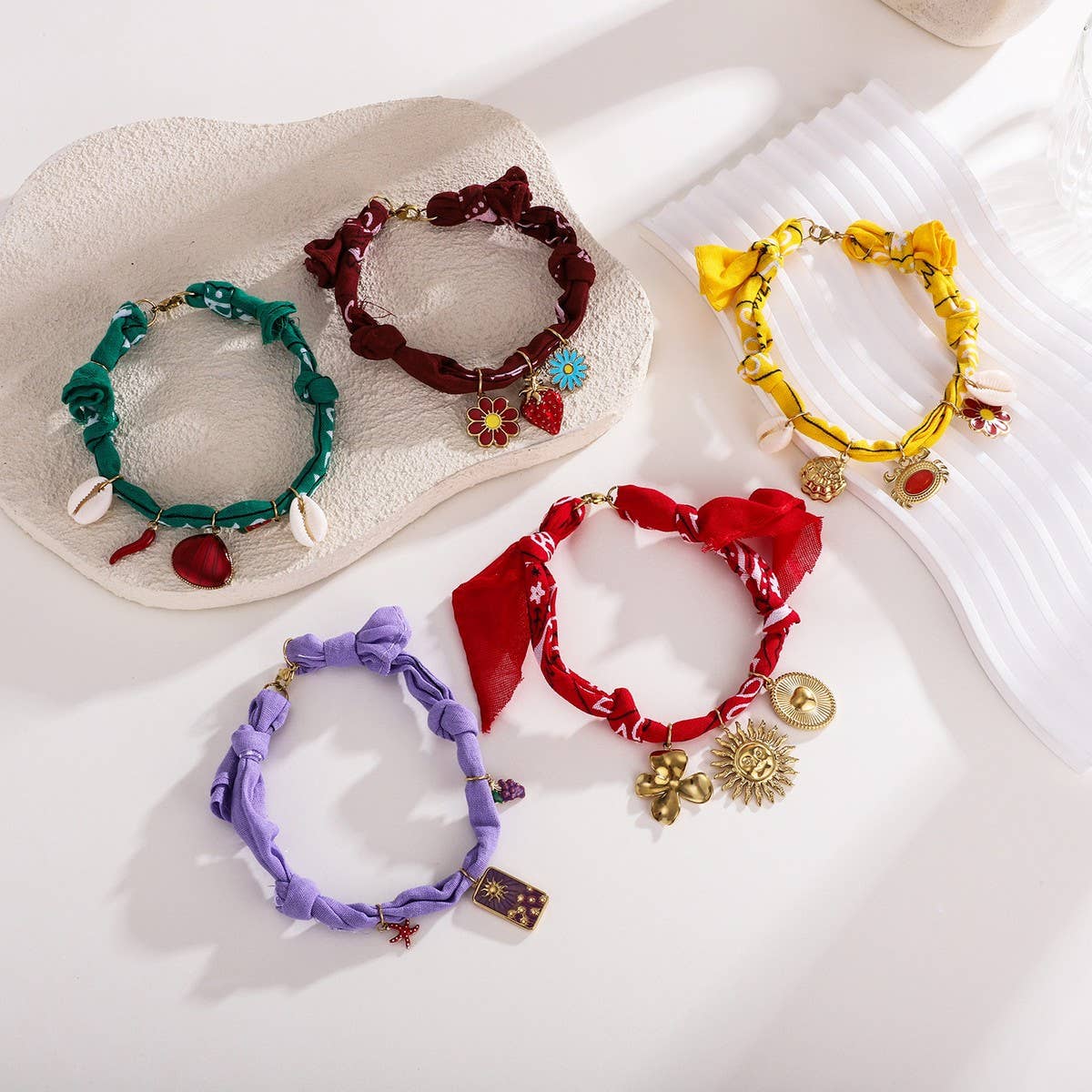 Handmade Silk Thread Anklet with Steel Charms