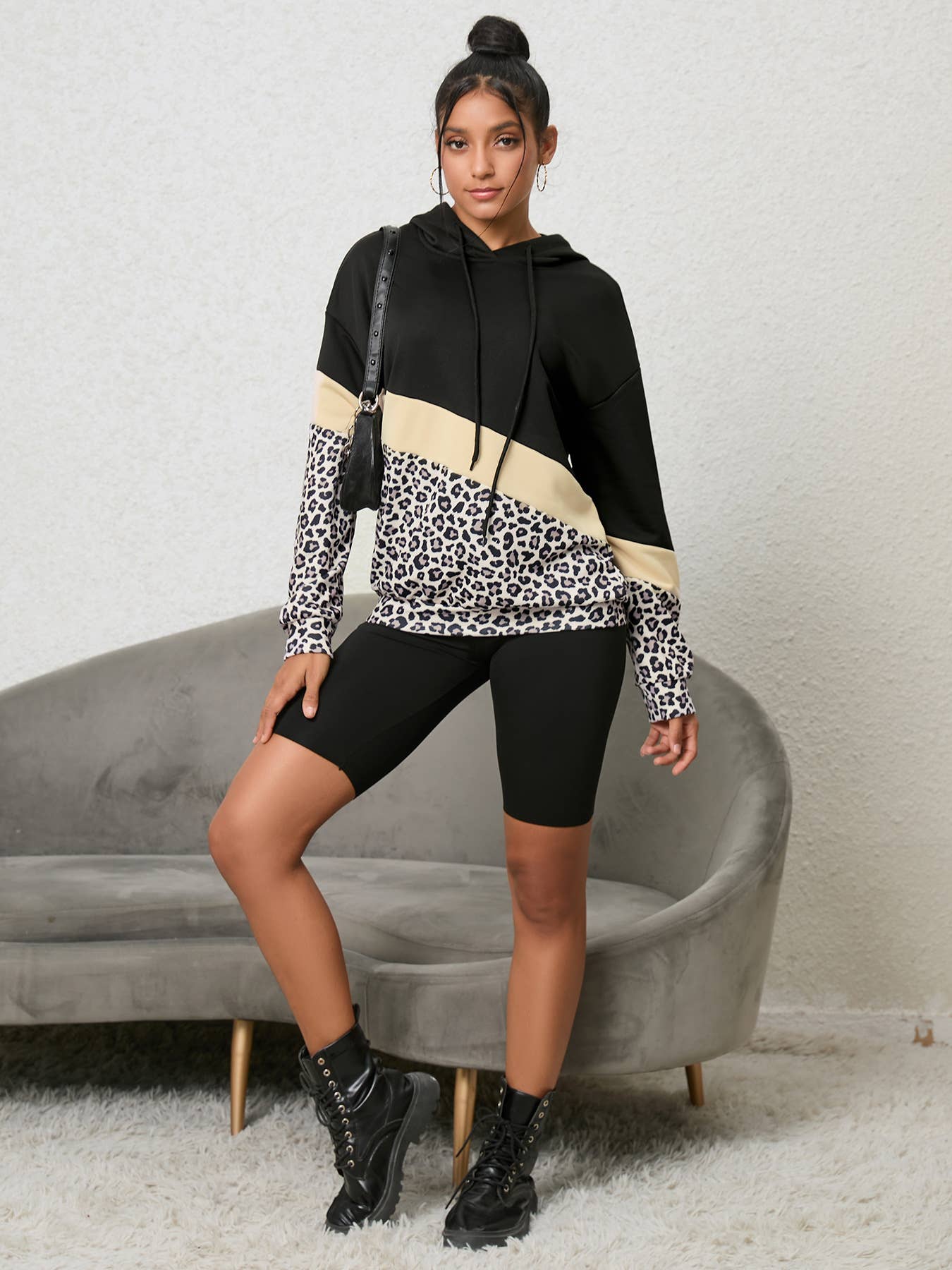 LEOPARD-PRINT HOODIE FASHION PULLOVER HOODIE