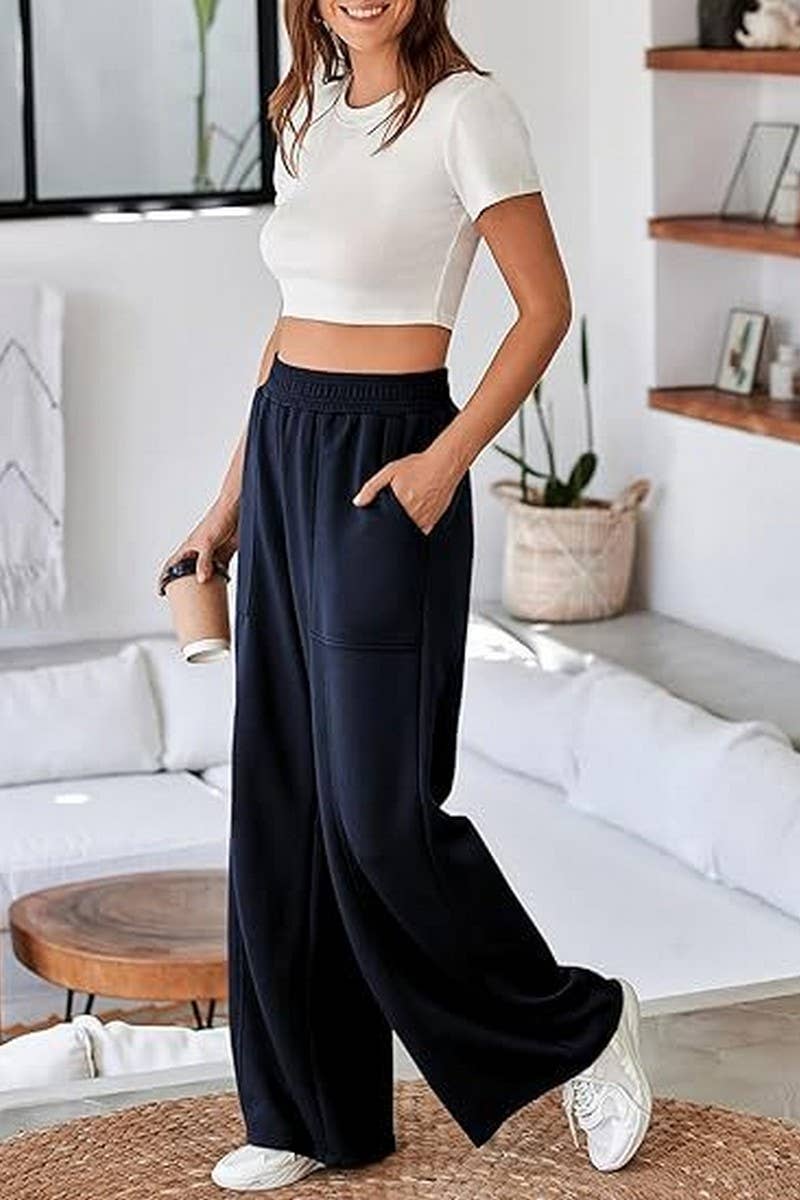 CWBLP1395_SOLID COLOR HIGH WAIST LOOSE WIDE LEG TROUSERS