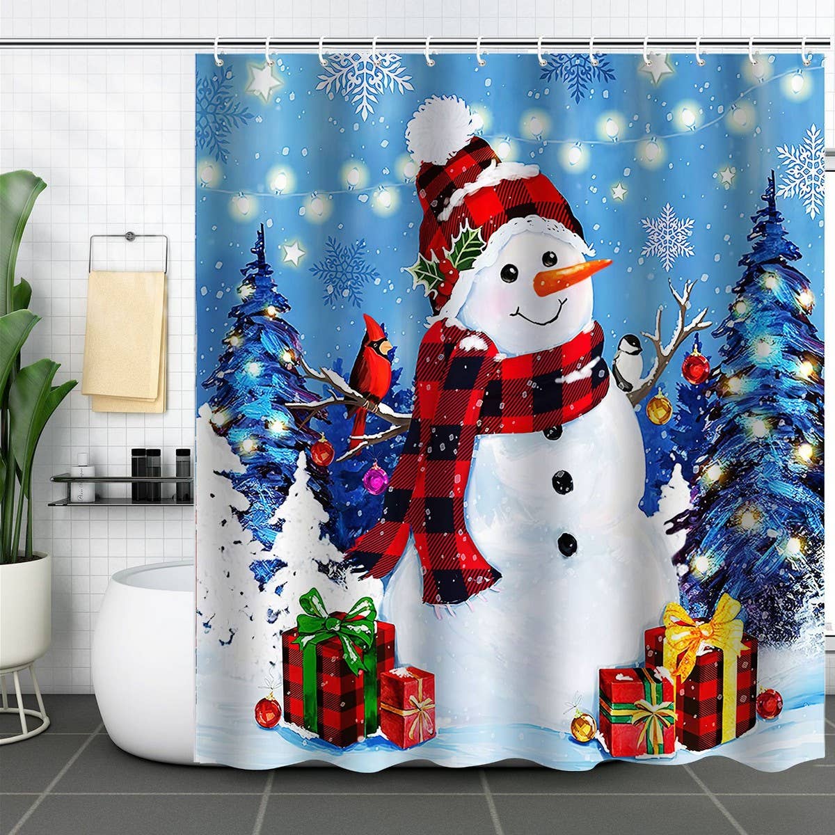 HOT SALE CHRISTMAS WATERPROOF SHOWER CURTAIN