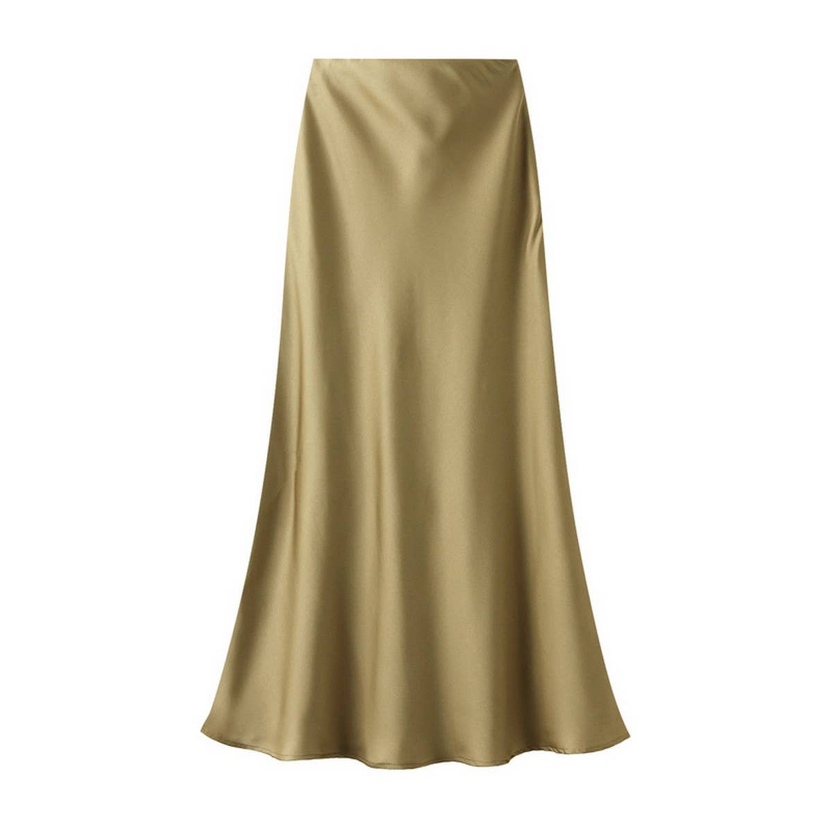 Silky High-Waist Fishtail Bodycon Midi Skirt