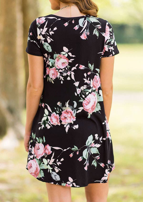 PRINT DRESS WITH IRREGULAR HEM