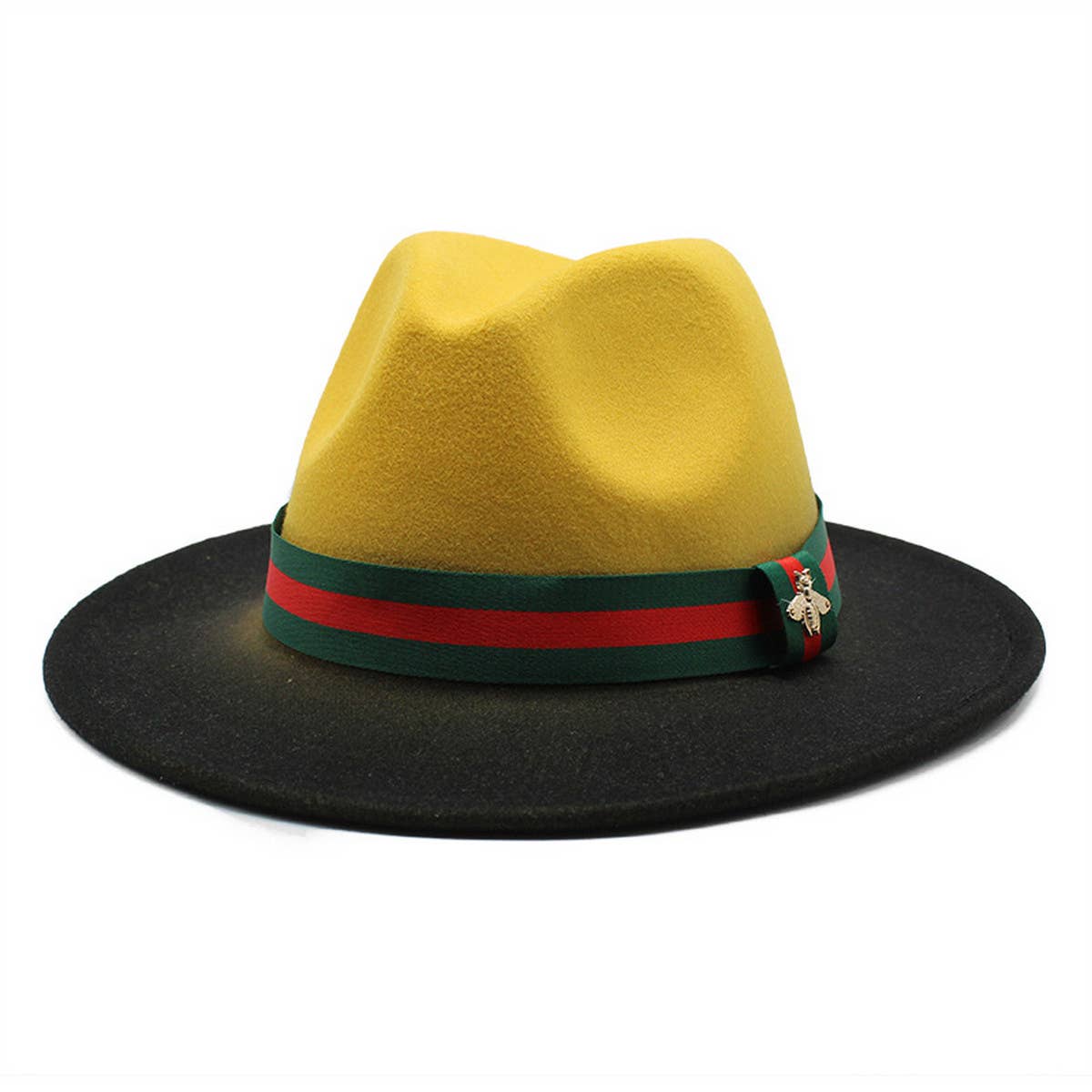 COLOUR MATCHING GRADIENT STRIPED RIBBON JAZZ HAT_CWAH0809