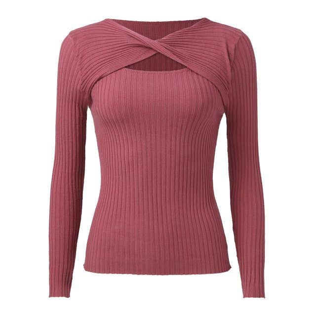 Sexy cut-out pullover solid-color knitted top