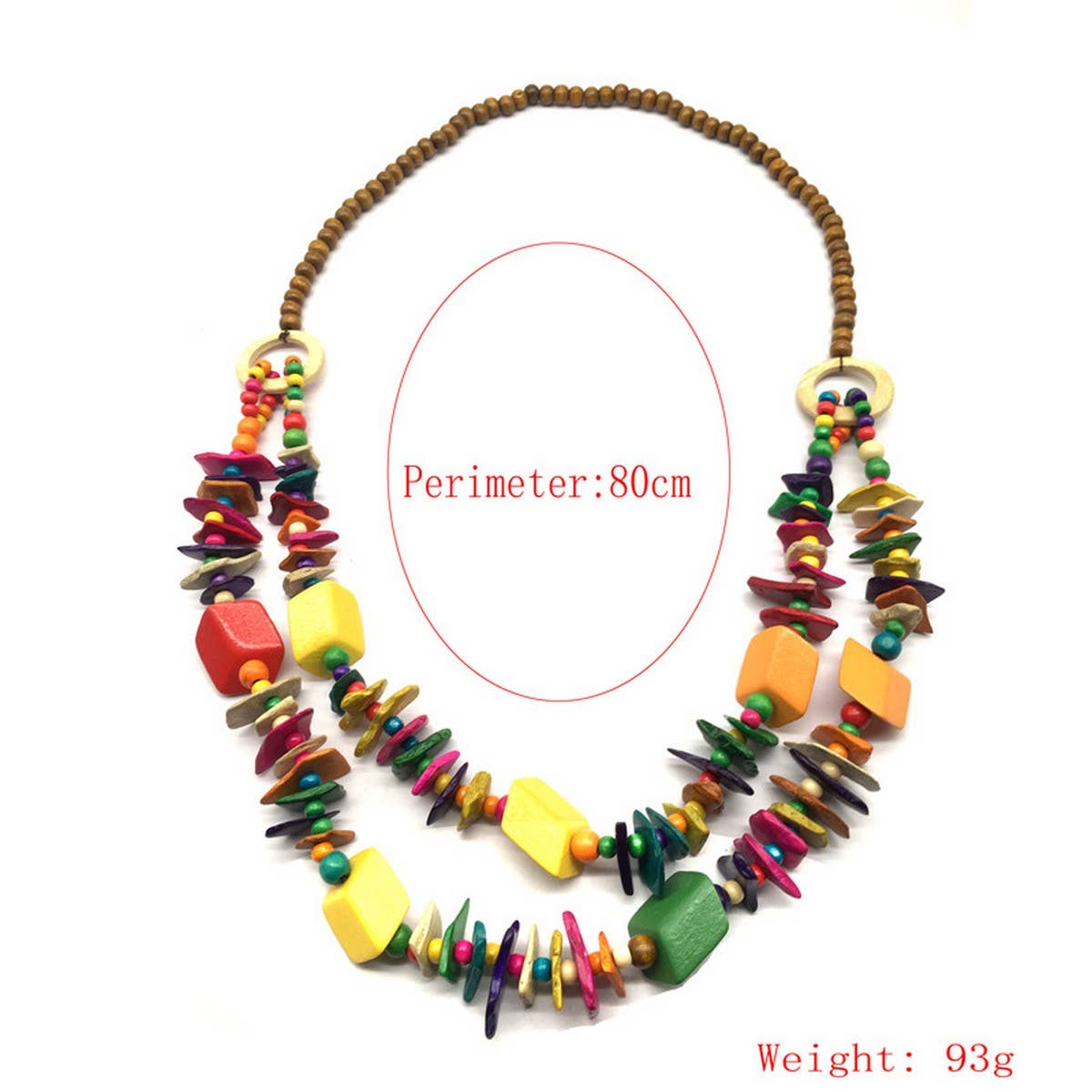 VINTAGE GEOMETRIC WOOD COCONUT SHELL NECKLACE