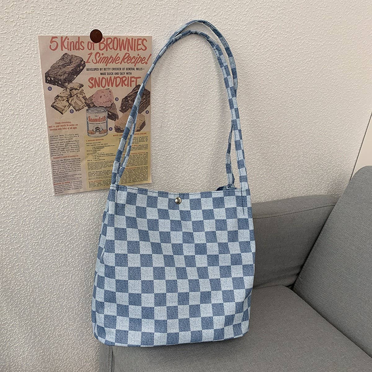 PLAID SIMPLE COMMUTER CANVAS BAG_CWAB2156