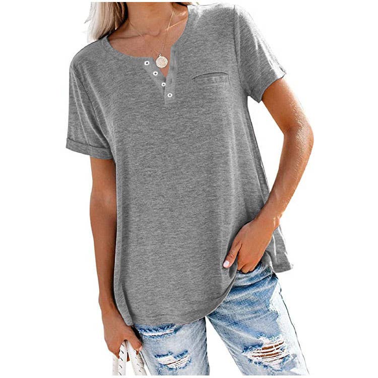 VERSATILE V-NECK SHORT-SLEEVED LOOSE T-SHIRT_CWTBLS02472