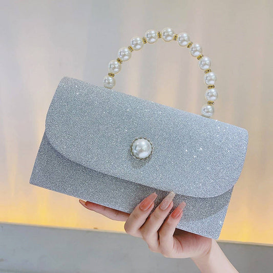 VINTAGE PEARL BAG SILVER SMALL SQUARE BAG_CWAB2517