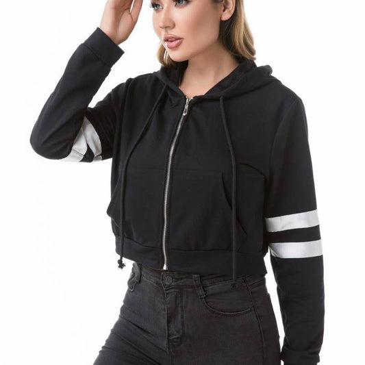 SHORT ZIPPER LONG-SLEEVED PARALLEL BARS HOODIE