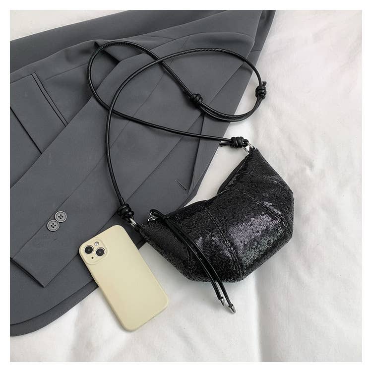 Sequined solid color personalized crossbody bag