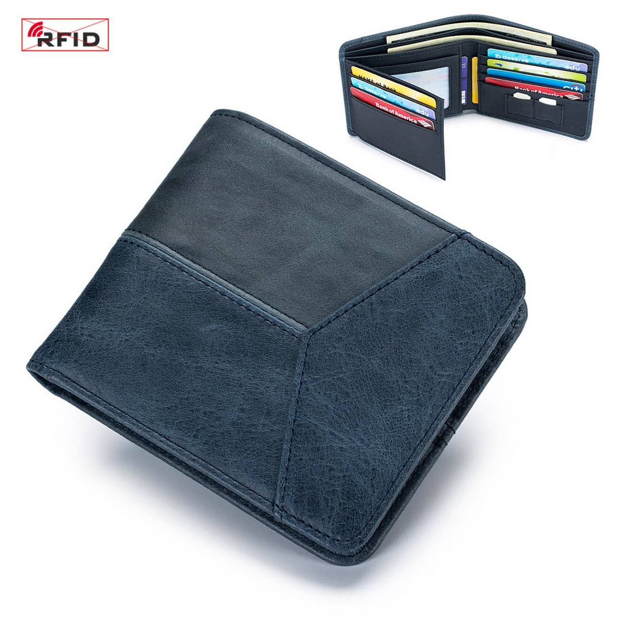 ANTI-THEFT BRUSHED COWHIDE SHORT LEATHER WALLET_CWAB3788