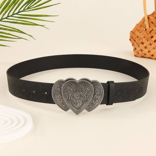 Retro heart-shaped engraved punk exquisite belt