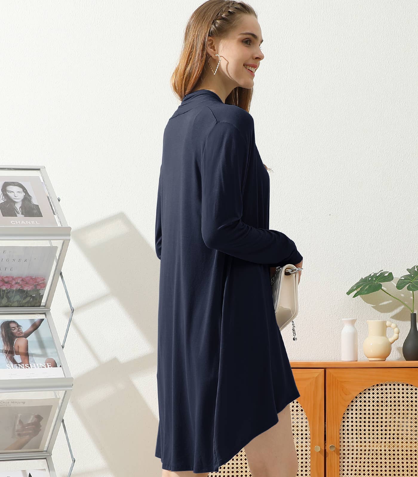 AWTL074_Long Sleeve Casual Open Front Long Cardigan