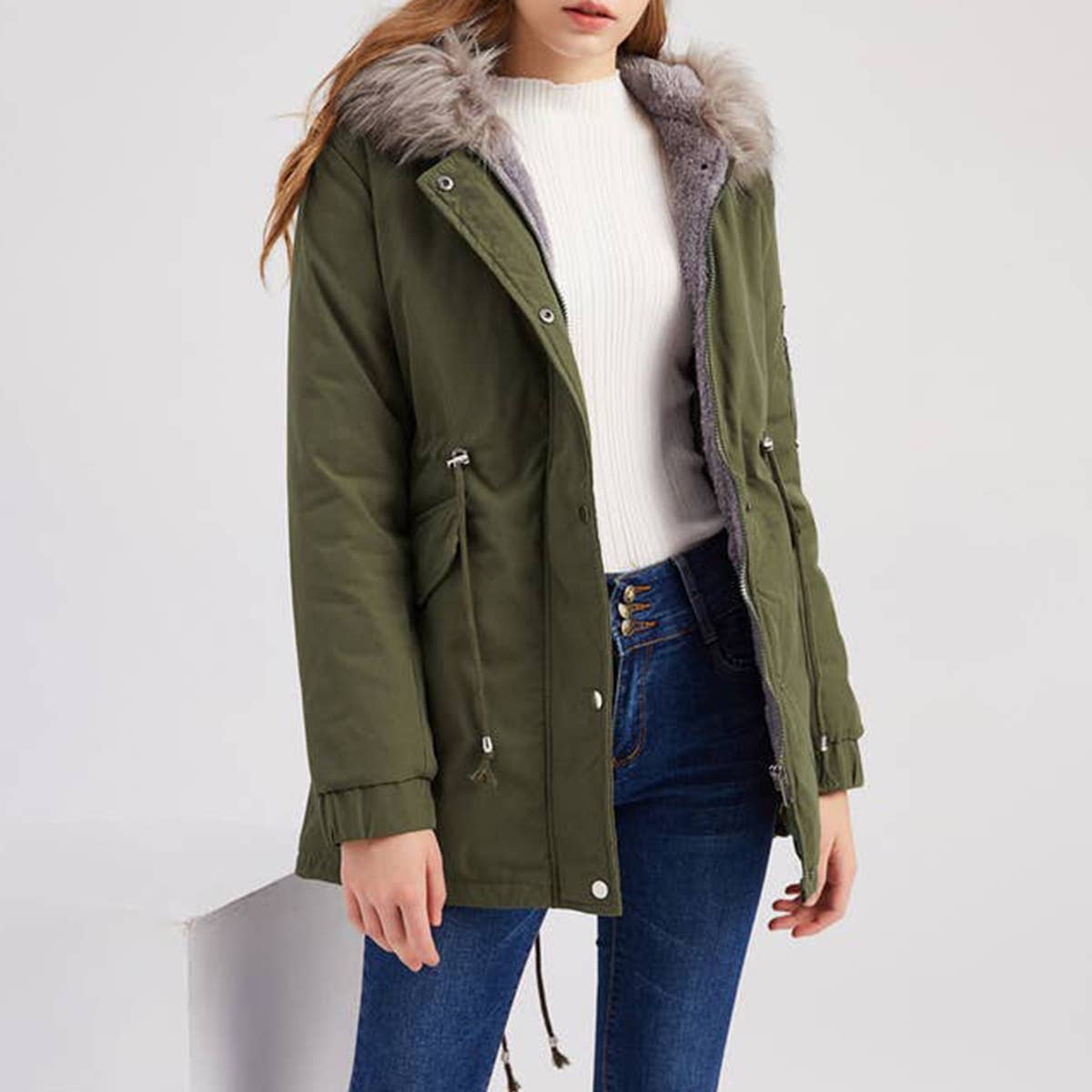 HOODED WARM PADDED JACKET WITH FLEECE