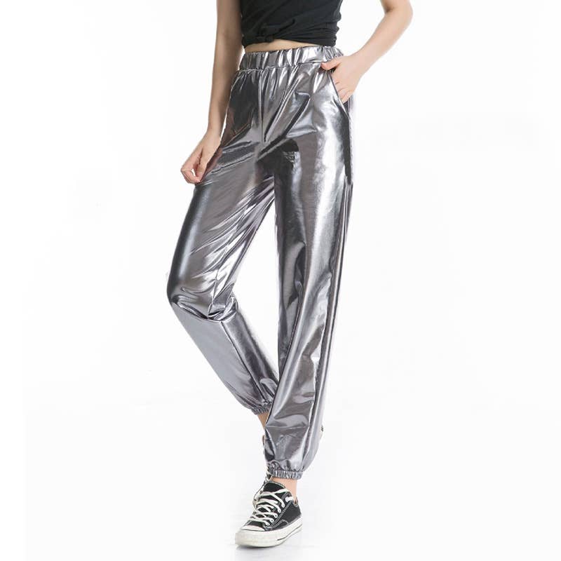 PU LEGGINGS LASER GLITTER LEATHER PARTY PANTS