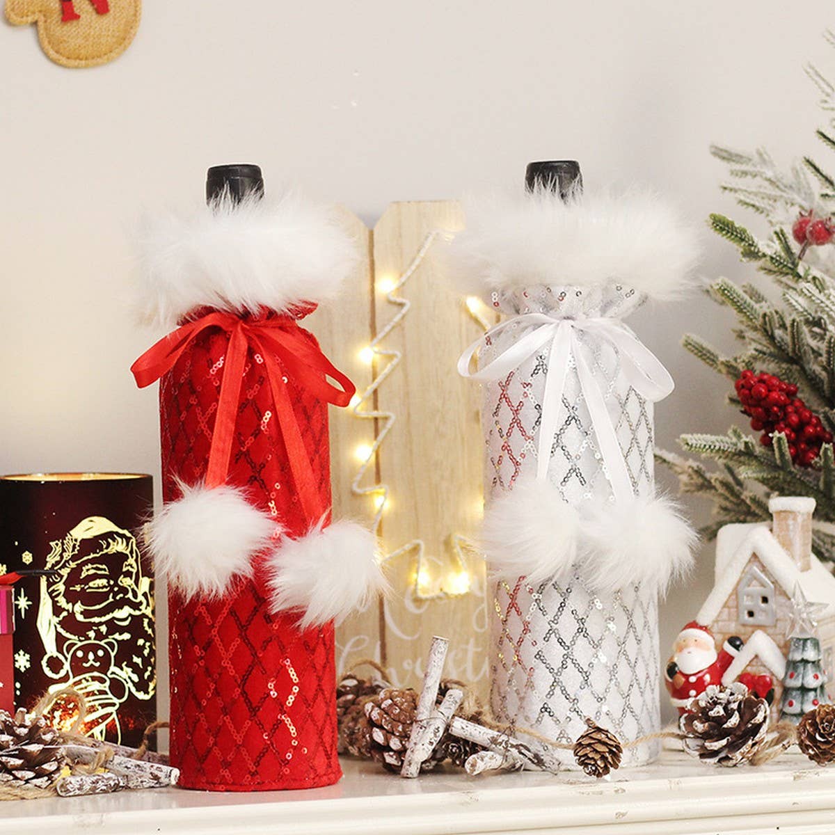 Christmas Sequin Wine Bottle Cover_CWAJE05377