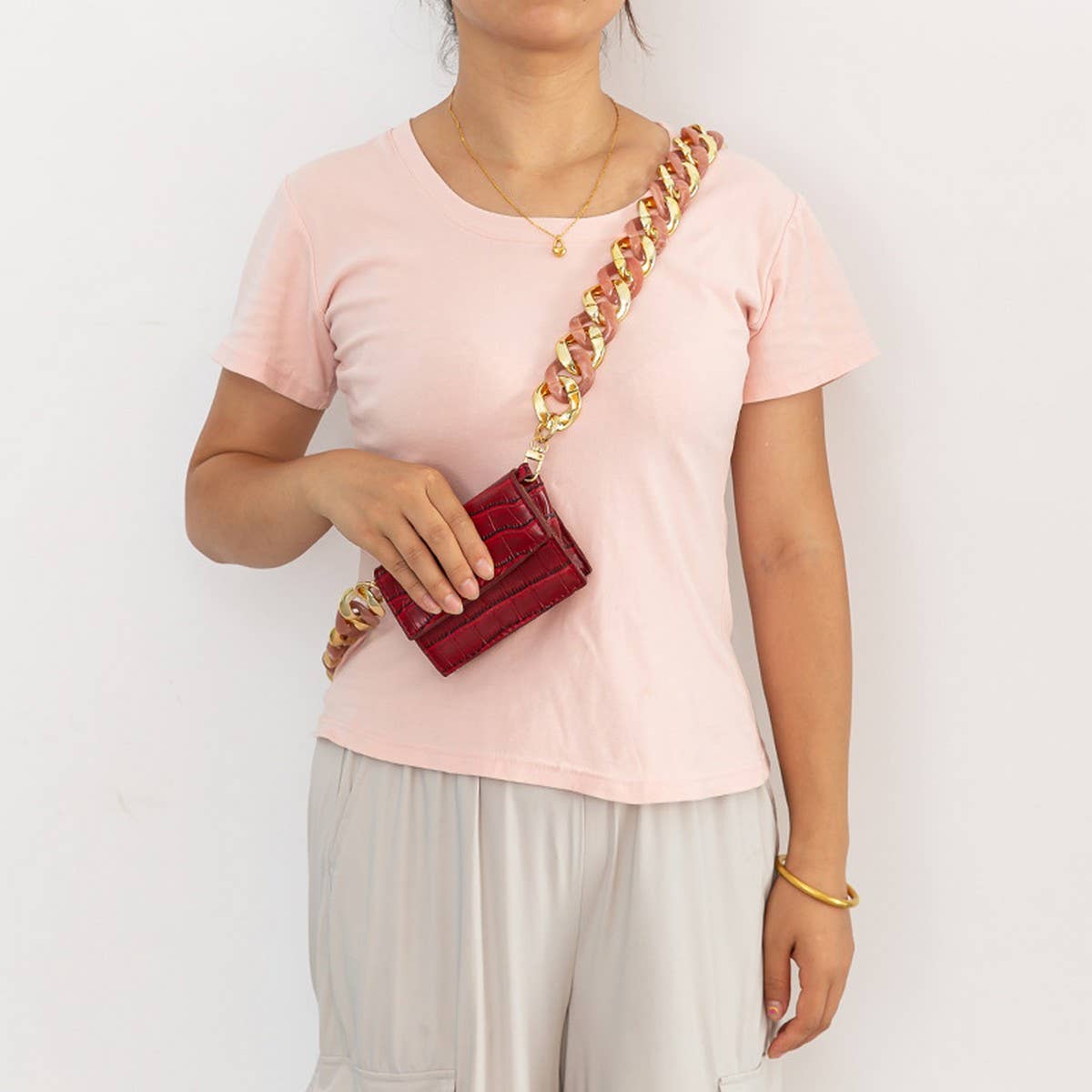 Large Resin Acrylic Bag Chain,Wide Shoulder Strap