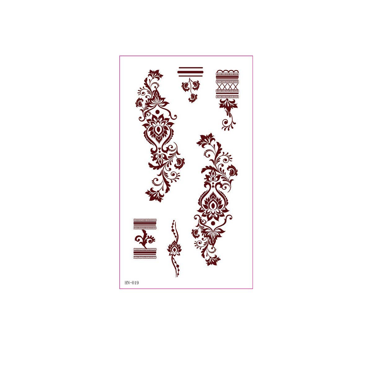 Brown Red Henna Style Tattoo Stickers Waterproof_CWMM8344