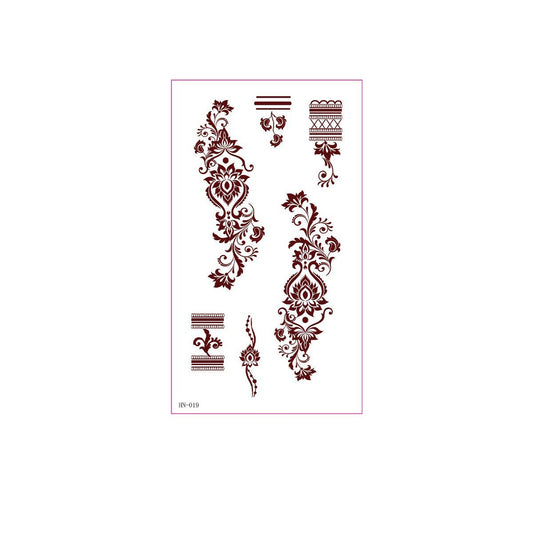 Brown Red Henna Style Tattoo Stickers Waterproof_CWMM8344