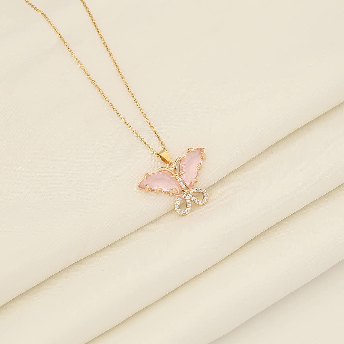 STYLISH VINTAGE ZIRCON BUTTERFLY NECKLACE_CWAHA0881