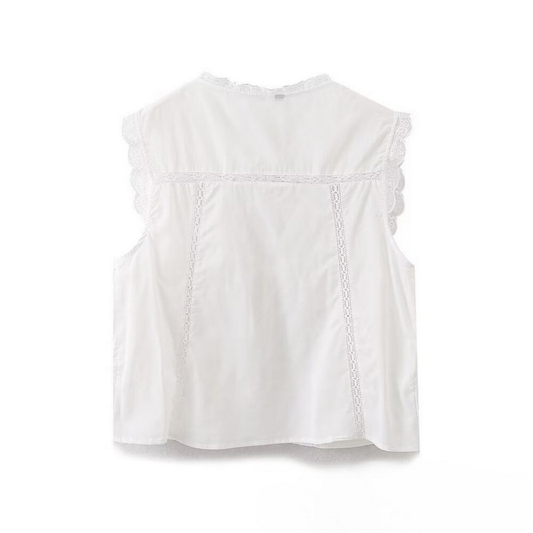 Bow Embroidered Top ??French Casual Style_CWTHT0235