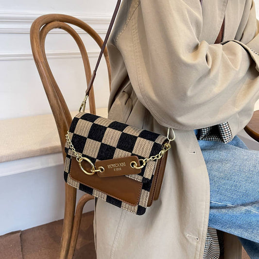 Trendy Checkered PU Crossbody Bag for Women_CWAB1545