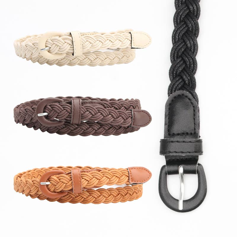 Retro-style women's wax rope woven belt