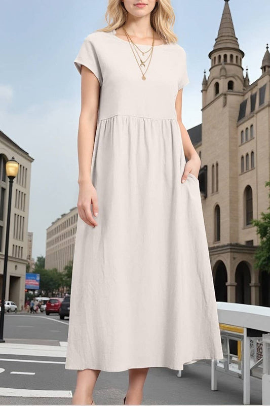 CWDMD01070_SOLID COLOR SLEEVELESS LOOSE DRESS