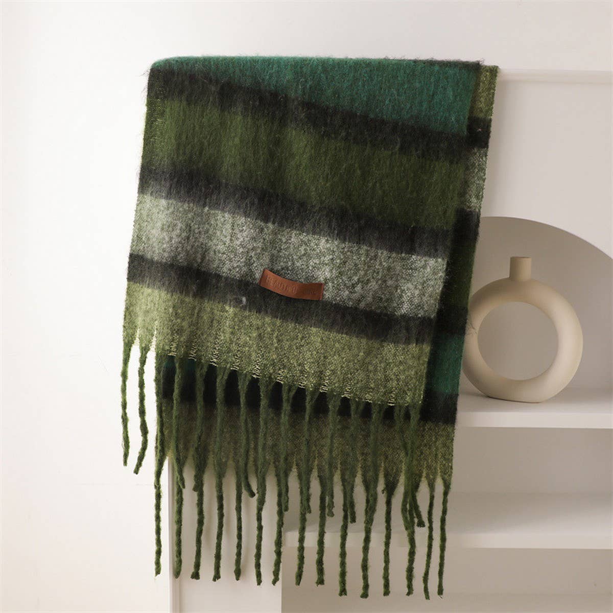 Plaid Patchwork Fringe Scarf for Fall & Winter_CWASC2759