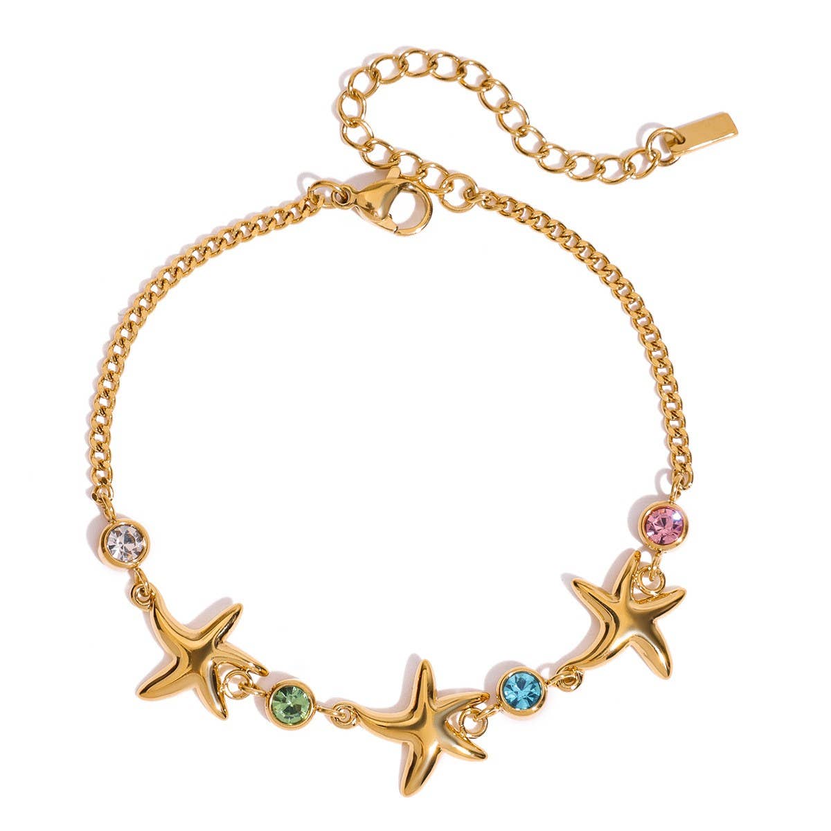 Starfish Zircon Bracelet in Titanium Steel_CWAJE4622