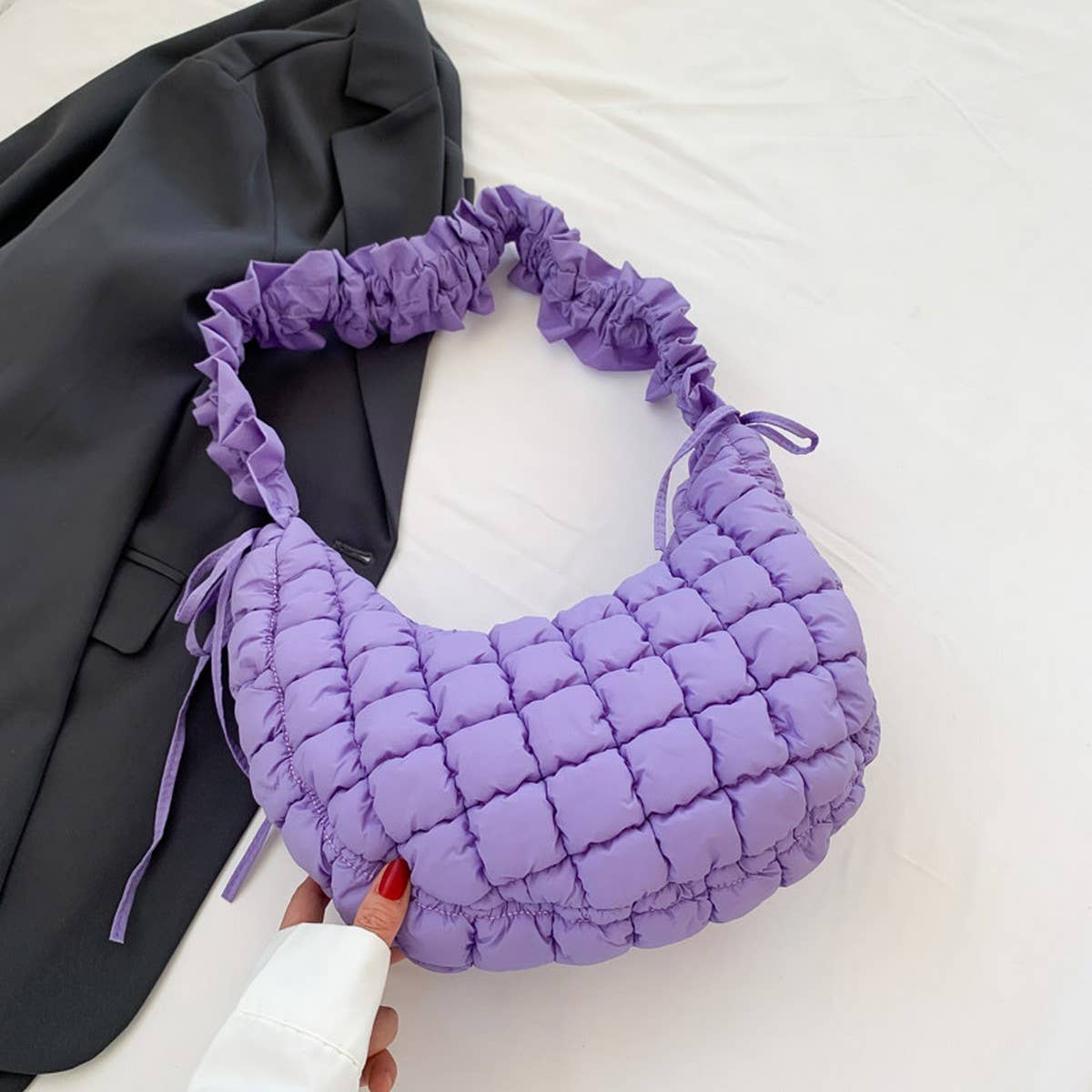 Ruffle Cloud Bag Trendy Puffy Shoulder_CUAB00523