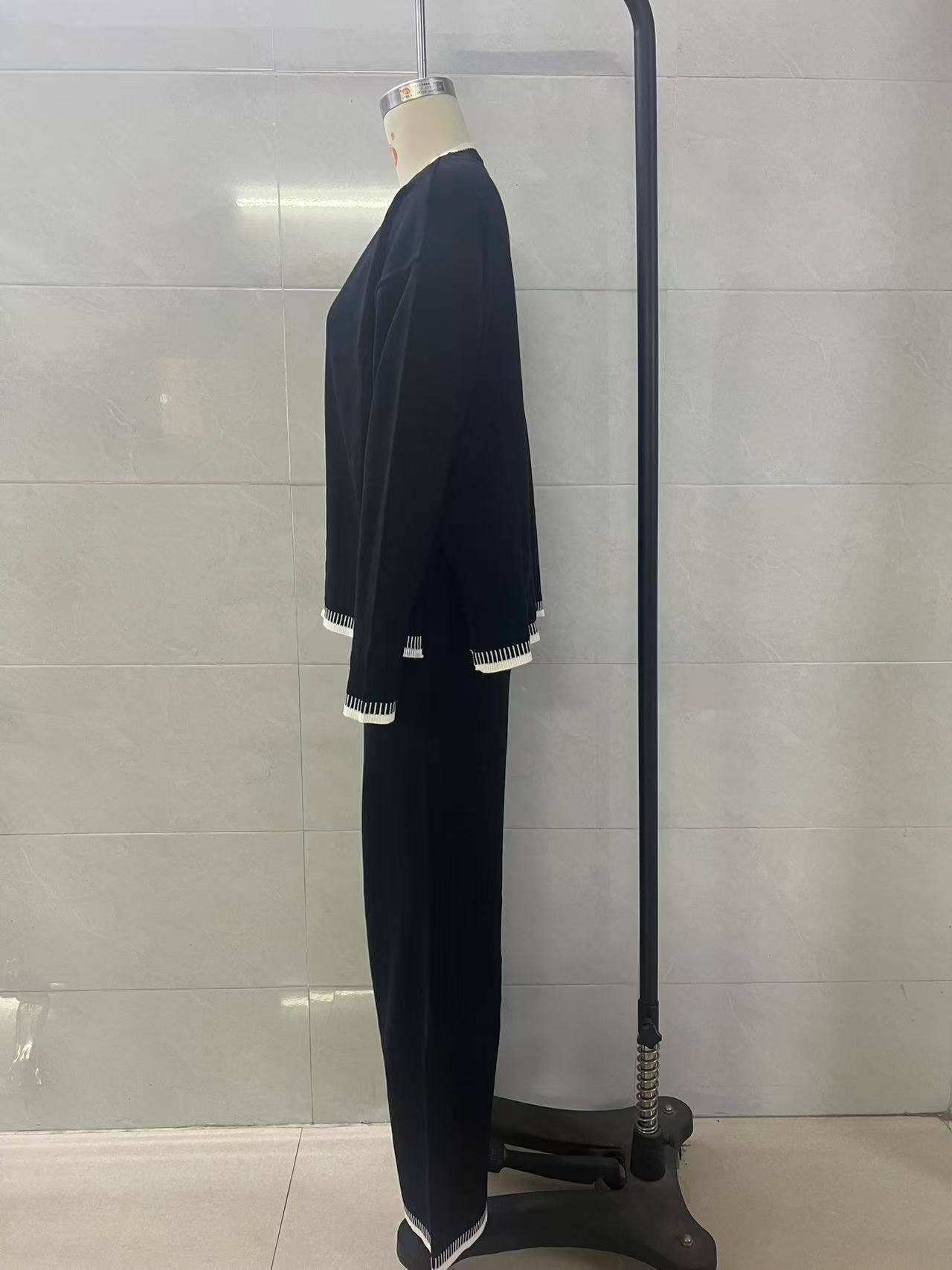 Two-piece of color-blocking sweater and trousers