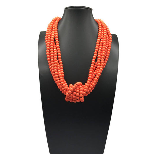 BOHEMIAN MULTI-LAYER WOODEN BEAD KNOT NECKLACE_CWMM4735