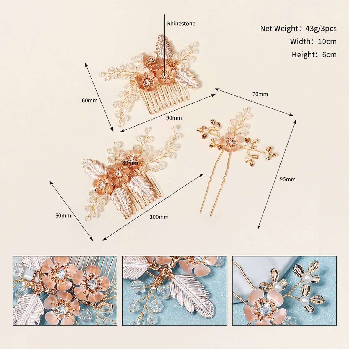 WEDDING HANDMADE FLOWERS BRIDAL HAIR ACCESSORIES