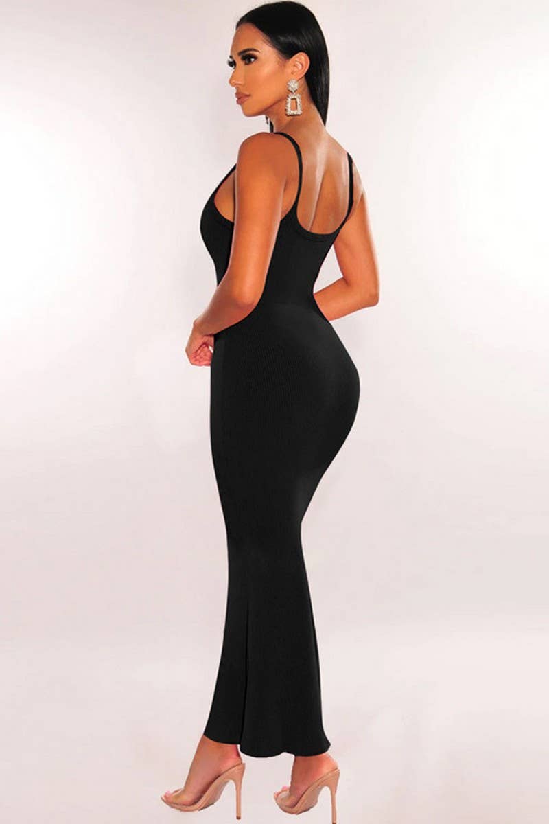 CWDMD4950_SEXY SLIM FIT COWL NECK RIBBED SLIP DRESS