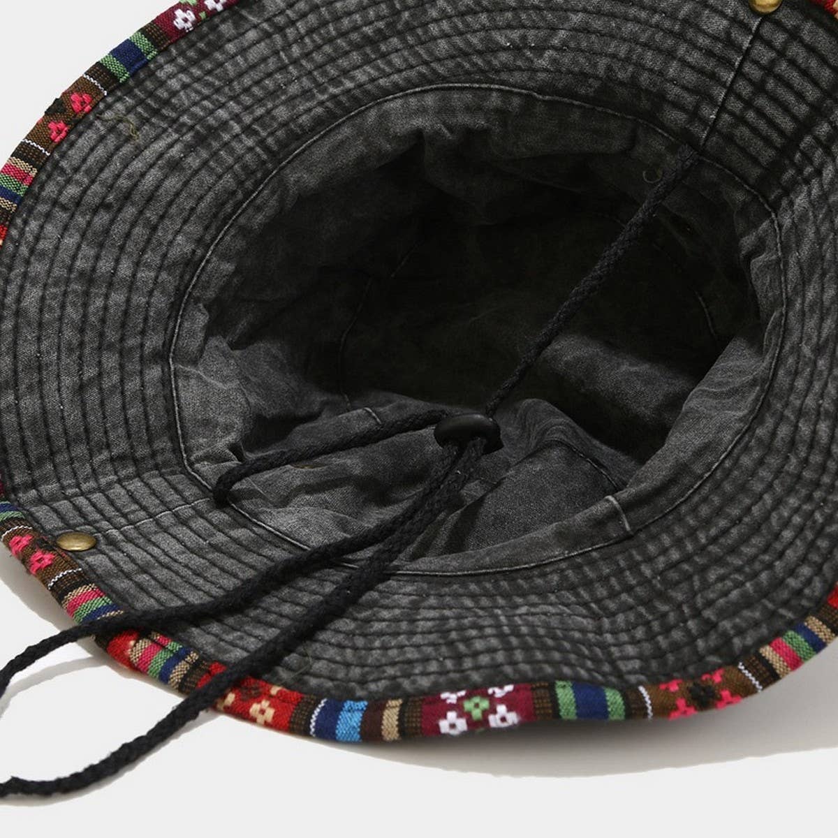 Ethnic Washed Fisherman Hat for Outdoor Sun_CWAH3787