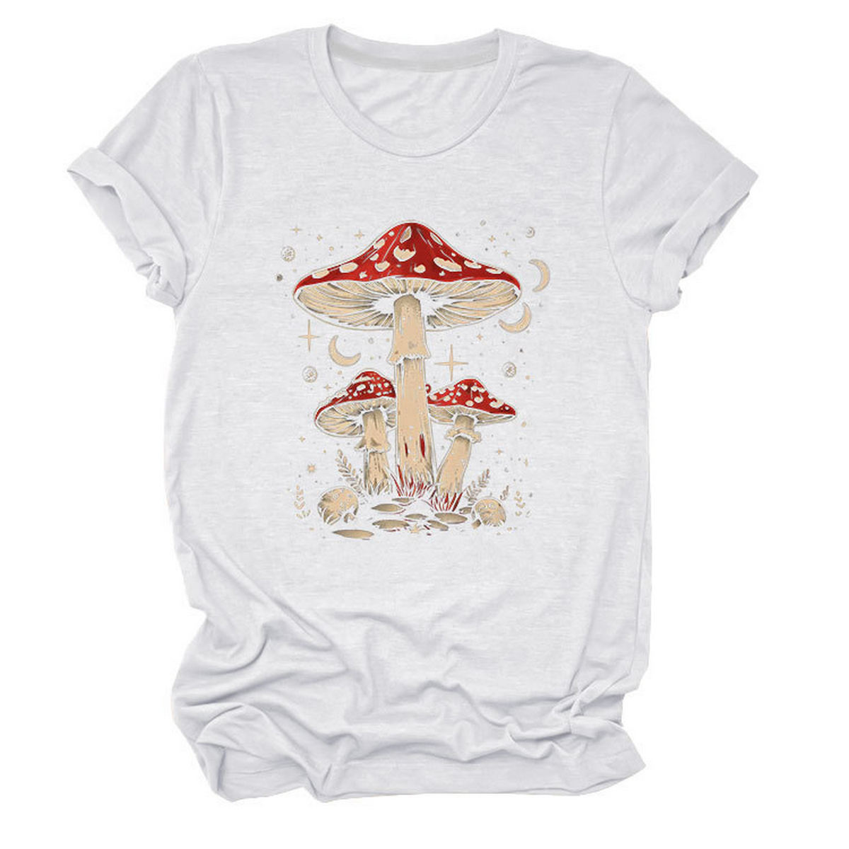 Playful Red Mushroom Print Women's Base Tee_CWTTS1510