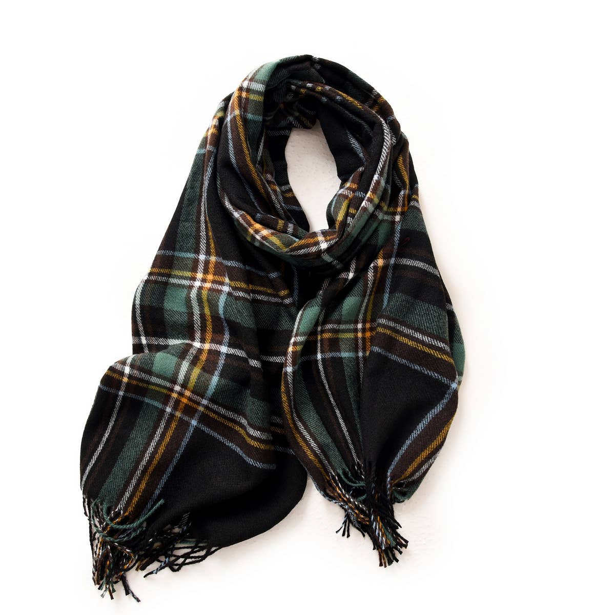 Plaid Winter Scarf for Women with Tassels, Warm_CWASC0186