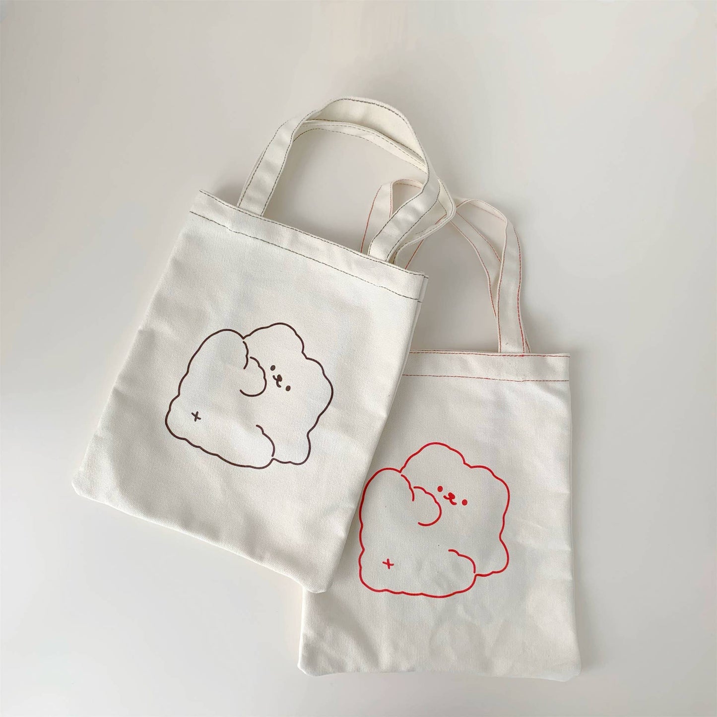 Cute little bear all-cotton canvas handbag