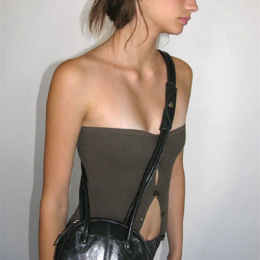 Trendy ribbed cardigan tube top set