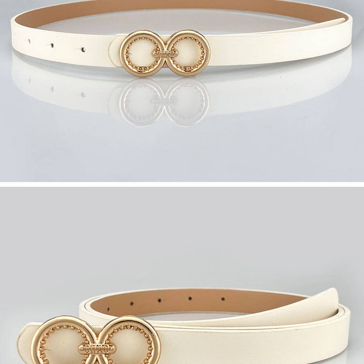 DOUBLE ROUND BUCKLE VERSATILE WOMEN'S THIN BELT_CWABE0693